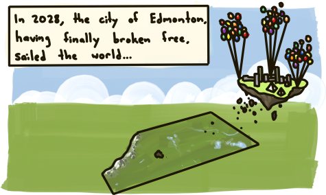 In 2028, the city of Edmonton, having finally broken free, sailed the world.