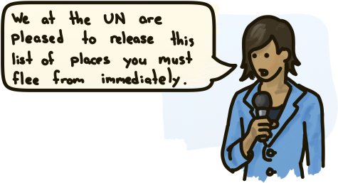 We at the UN are pleased to release this list of places you must flee from immediately.