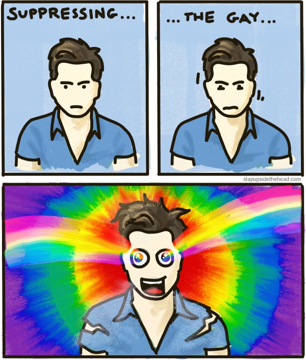 A student tries to suppress his gayness before exploding into a rainbow.