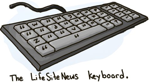 Say, Mark? How did you spend your evening? Oh, you know, the usual... sketching, inking, and painting a computer keyboard in three-point perspective before resizing it in such a way that you can barely see the joke.