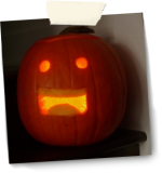 A Slap-o-Lantern, a pumpkin that looks like a Slap face