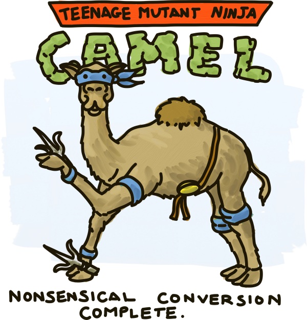 Teenage Mutant Ninja Camel: Nonsensical Conversion Complete.
